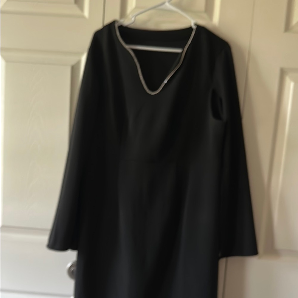 SHEIN Black Long Sleeve Sheath Dress Scoop Neck